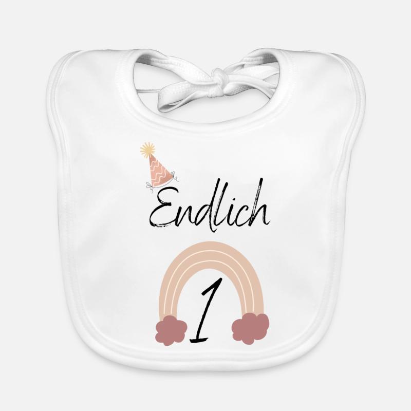 Erster Geburtstag, Endlich 1 - Baby Bio-Lätzchen - Weiß