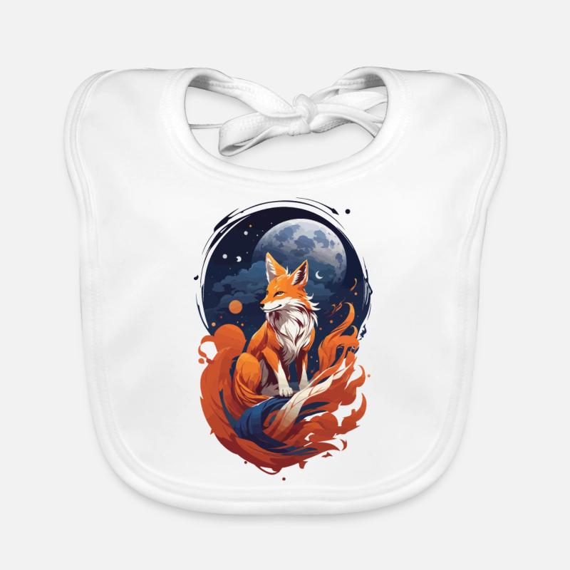 Mystischer Kitsune Geist Anime Japan Ästhetik Stil - Baby Bio-Lätzchen - Weiß