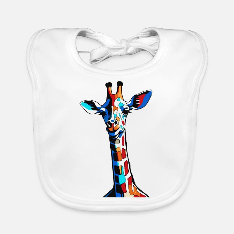 Girafe Graffiti colorée Bavoir bio Bébé