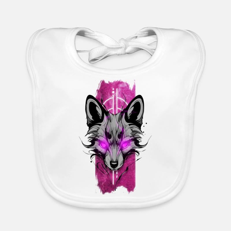 Radiant Foxfire: Fox with Glowing Pink Eyes Organic Baby Bibs