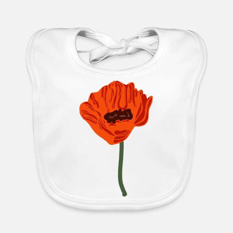 roter blühender Mohn Baby Bio-Lätzchen