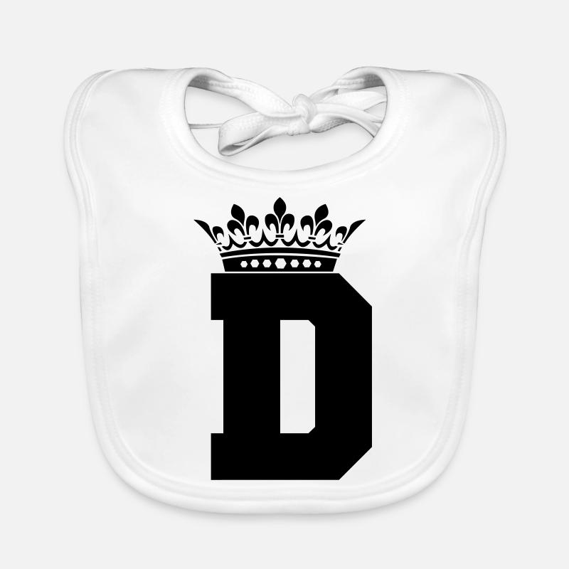 letter D Crown Organic Baby Bibs
