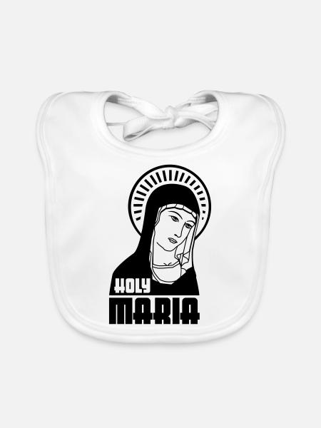 Holy Mary - Organic Baby Bibs - white - Front