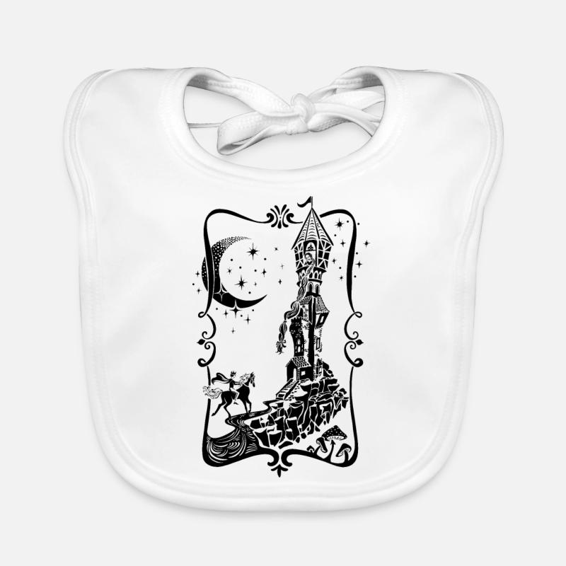 Raiponce à la tour - Bavoir bio Bébé - blanc