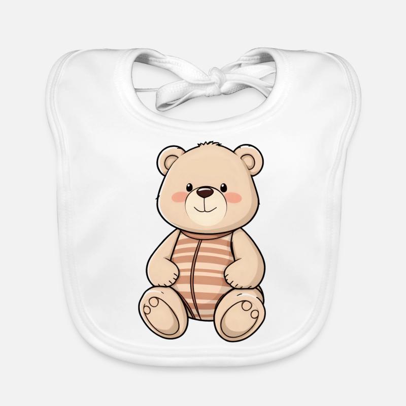 Ours en peluche douillet avec chemise rayée Bavoir bio Bébé