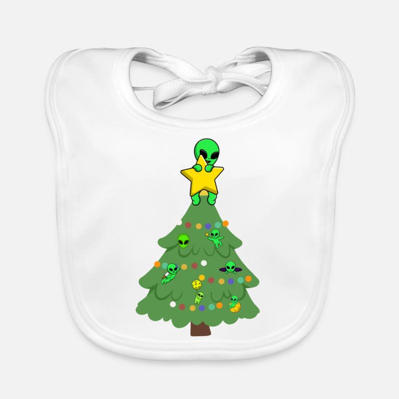 Arbre de Noël extraterrestre - Bavoir bio Bébé - blanc