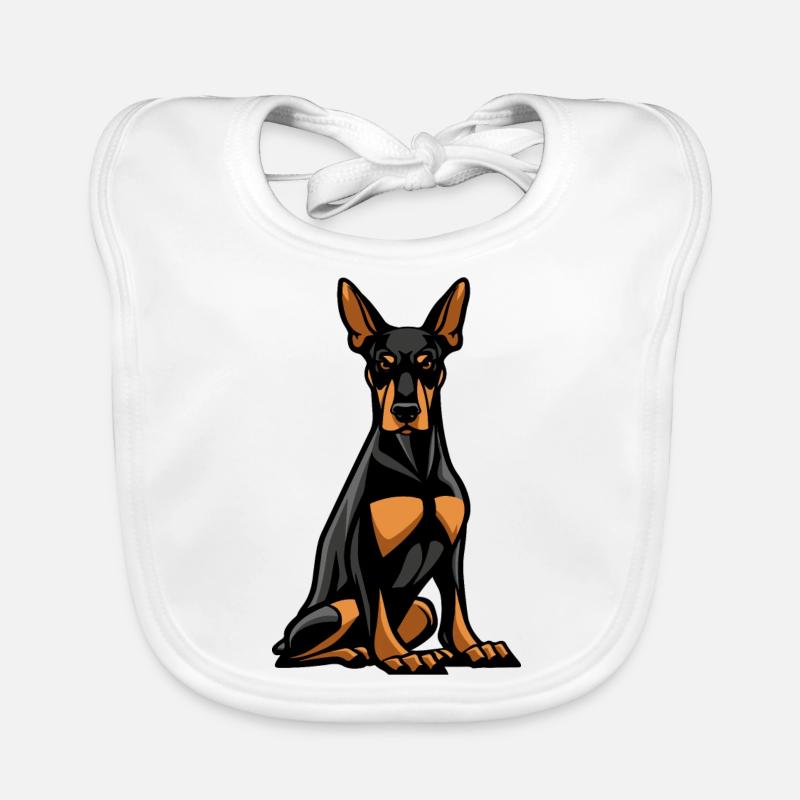 Dobermann Hund Comic Baby Bio-Lätzchen