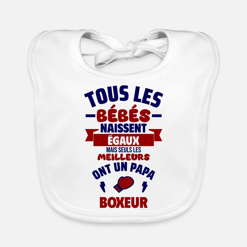 Bébé de Papa boxeur, boxe, cadeau de naissance - Bavoir bio Bébé - blanc