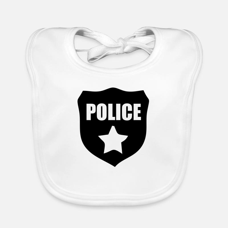 Police - Bavoir bio Bébé - blanc