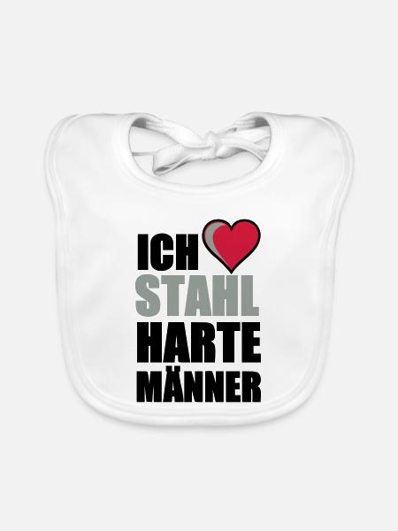 Stahlharte Männer Geschenk - Baby Bio-Lätzchen - Weiß - Vorne