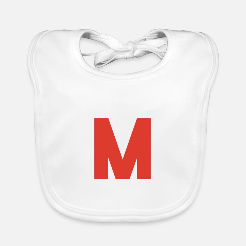 Red M logo on black Organic Baby Bibs