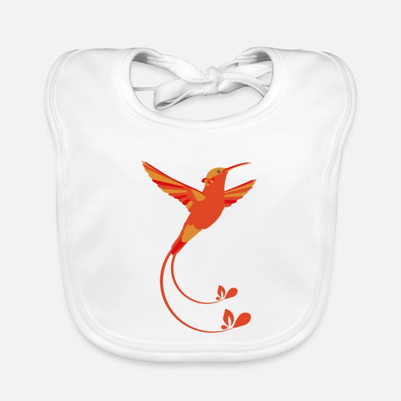 Couleurs de feu colibri - Bavoir bio Bébé - blanc