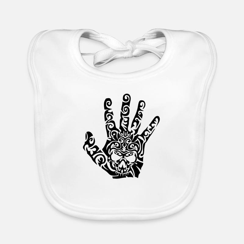 Stammes-Schädel Hand Kopf tot tot Hand ein Baby Bio-Lätzchen
