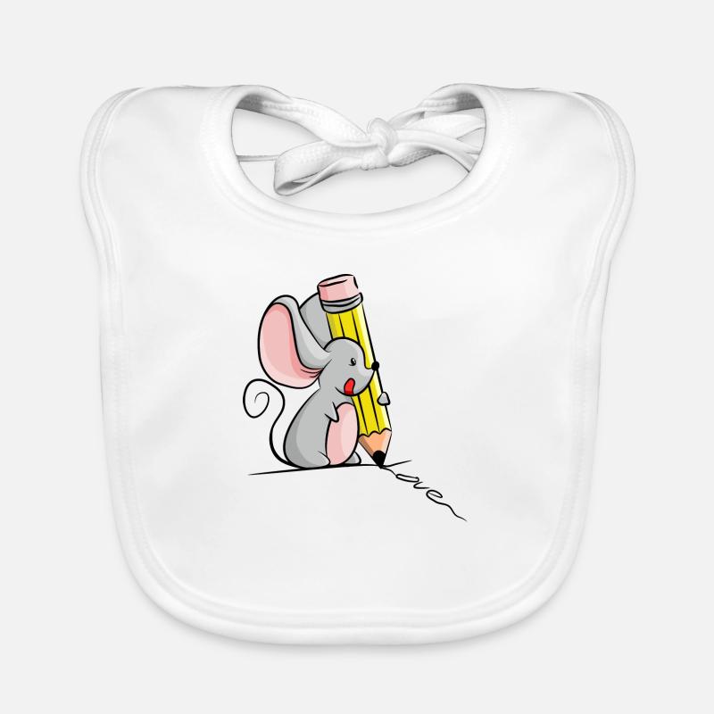 Souris au crayon écrit Love Bavoir bio Bébé