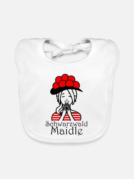 Lustiges Schwarzwald Maidle Bollenhut Design - Baby Bio-Lätzchen - Weiß - Vorne