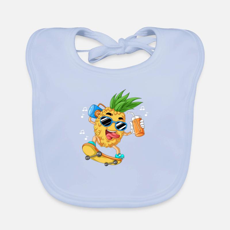 Pineapple skateboard Organic Baby Bibs