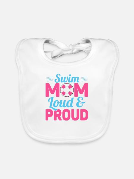 Swim Mom Loud & Proud Family Natation - Bavoir bio Bébé - blanc - Devant