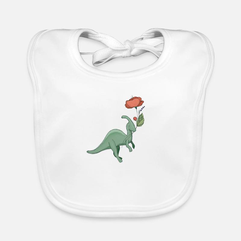 doux dinosaure avec fleur Bavoir bio Bébé