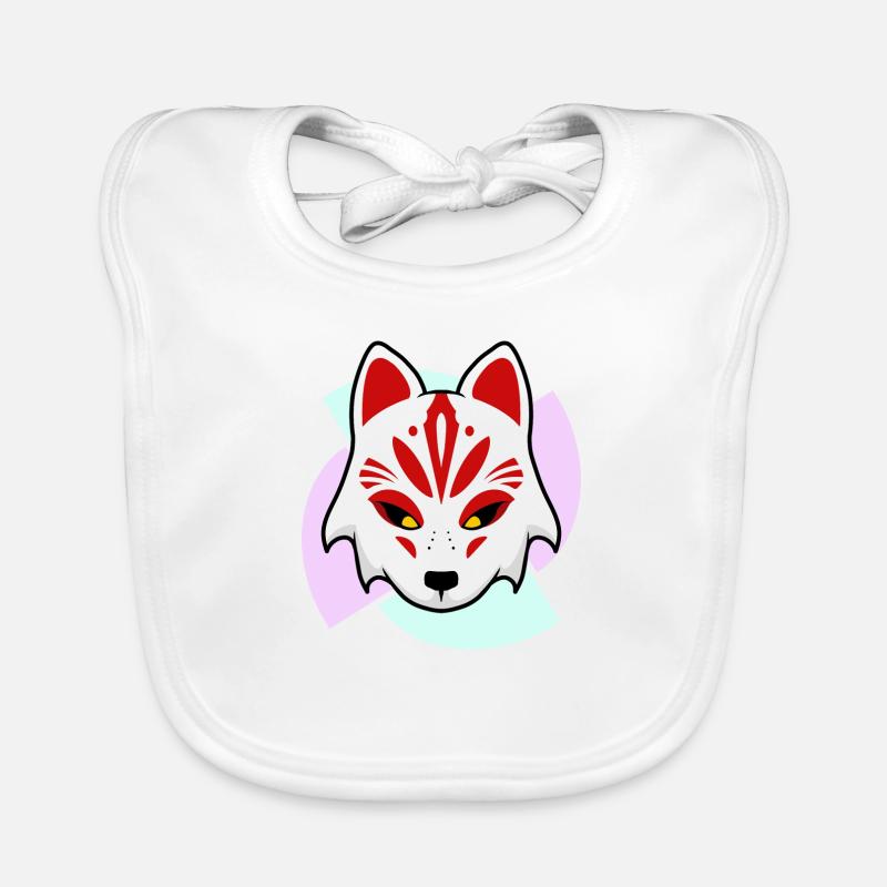 Masque Kitsune - Bavoir bio Bébé - blanc