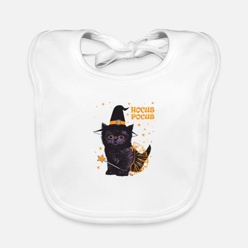Hocus Pocus Cute Witch Cat Organic Baby Bibs