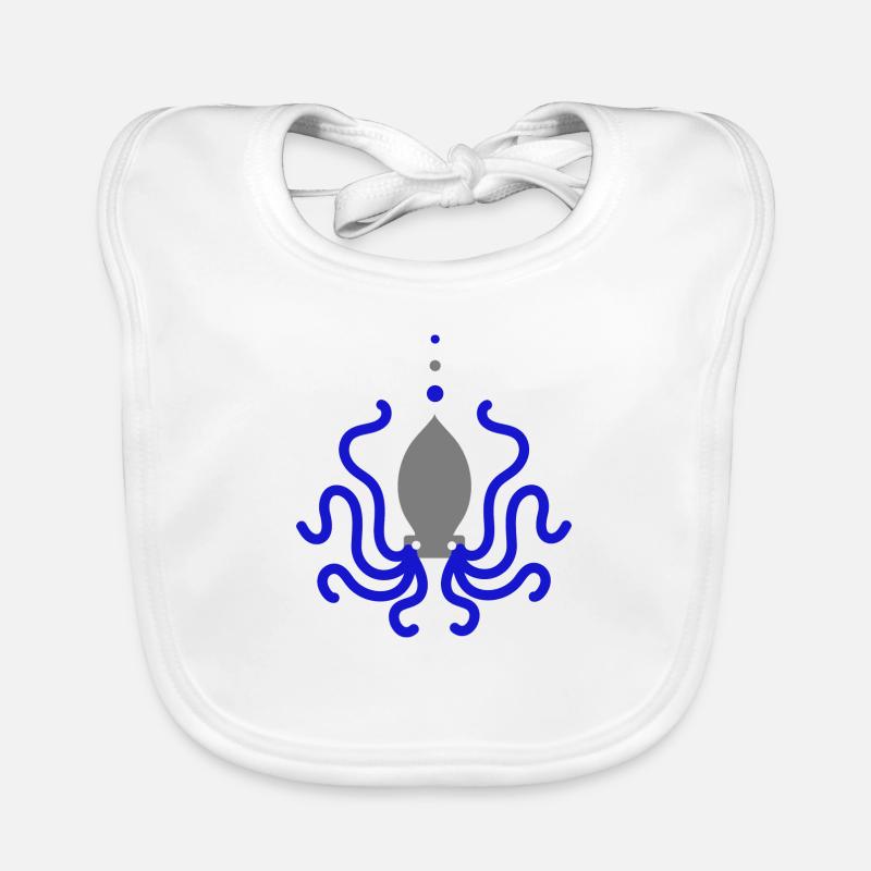 Octopus Octopus Blue Grey Animation Organic Baby Bibs