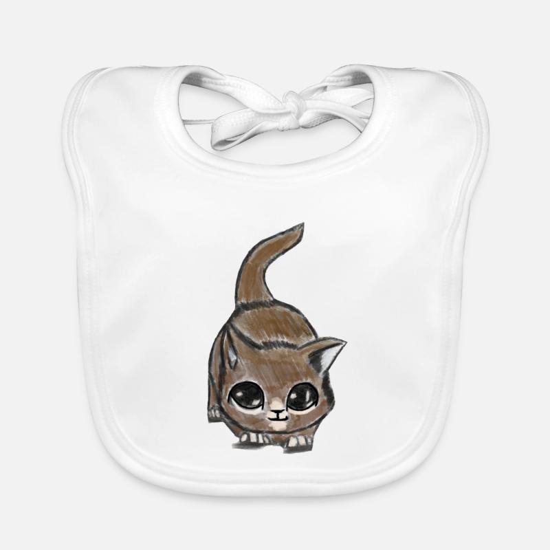 Chat aux grands yeux – motif d’animal mignon Bavoir bio Bébé