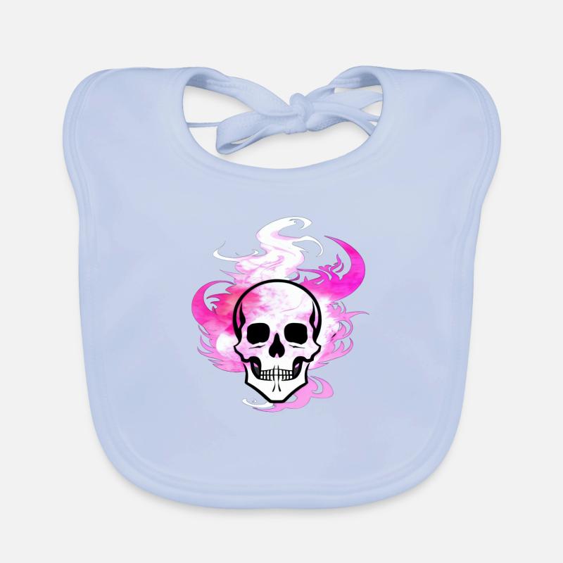 Fire Skull Smoke Pink Skeleton Flames 2 Organic Baby Bibs