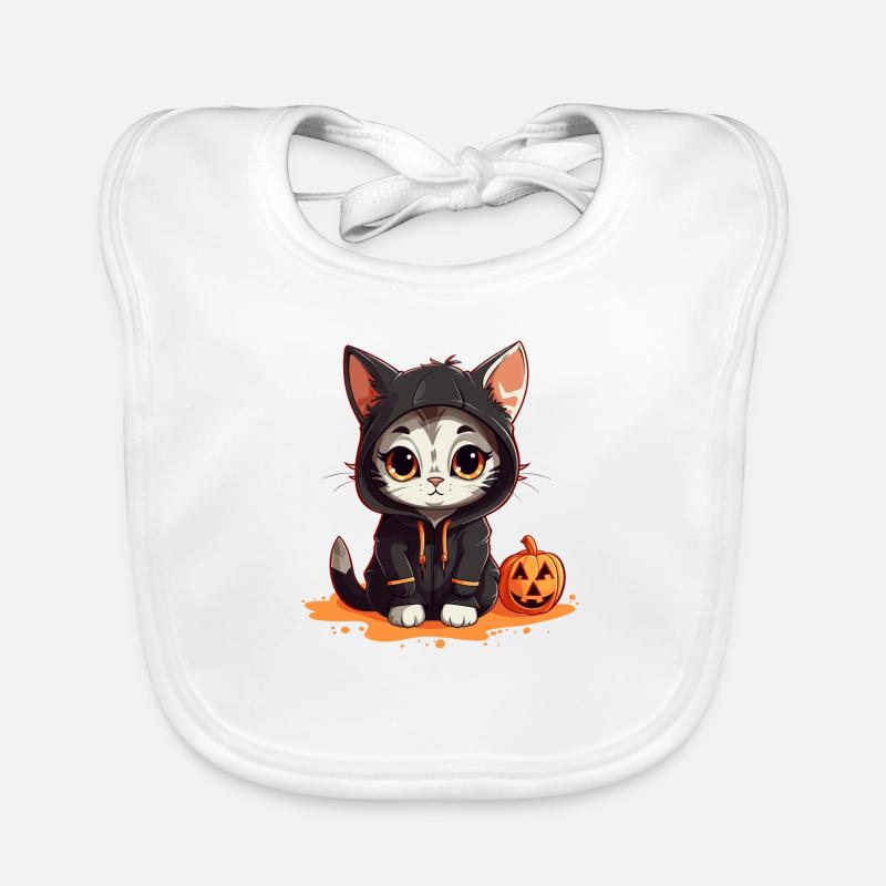 Chat d’Halloween Bavoir bio Bébé