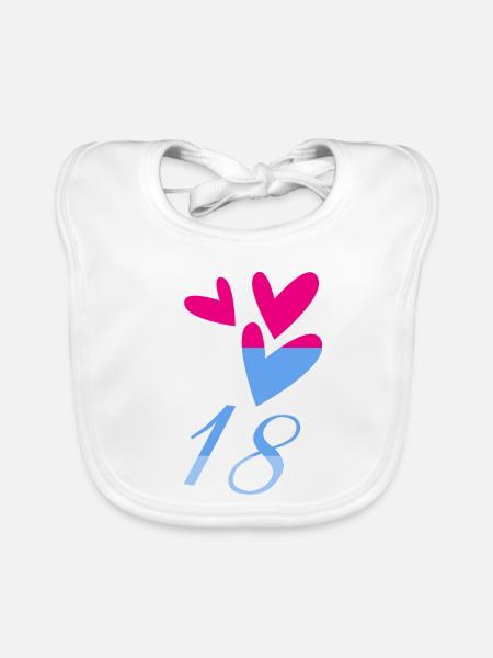 18. 18 ANS. 18e ANNIVERSAIRE. ANNIVERSAIRE 18 ANS. - Bavoir bio Bébé - blanc - Devant