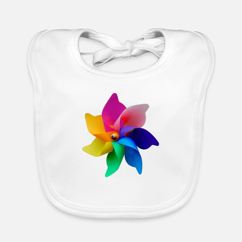 Windmühle in Regenbogenfarben Baby Bio-Lätzchen