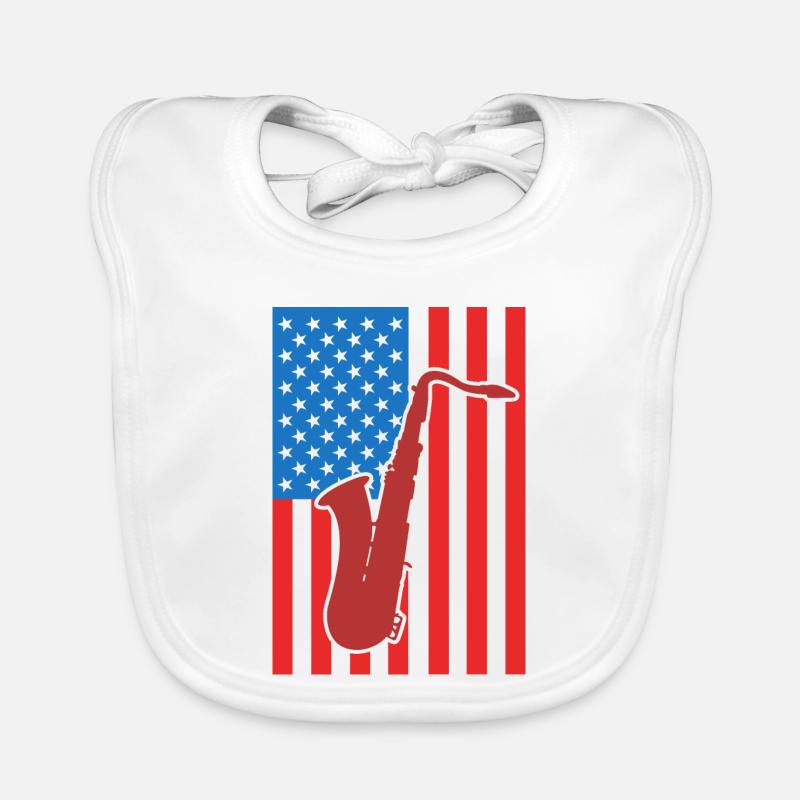 Saxophone États-Unis Drapeau Bavoir bio Bébé