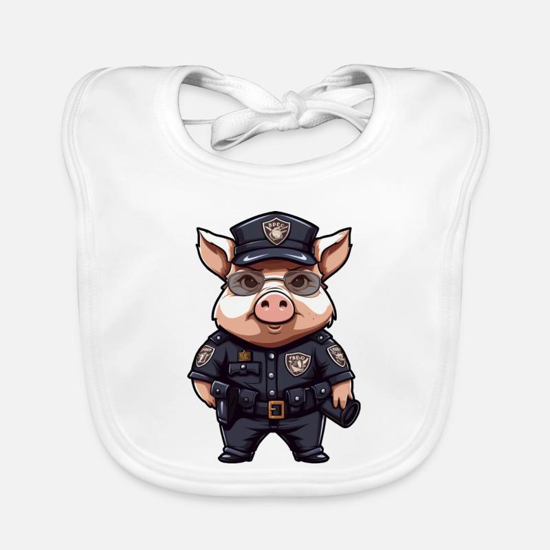 Policier cochon Bavoir bio Bébé