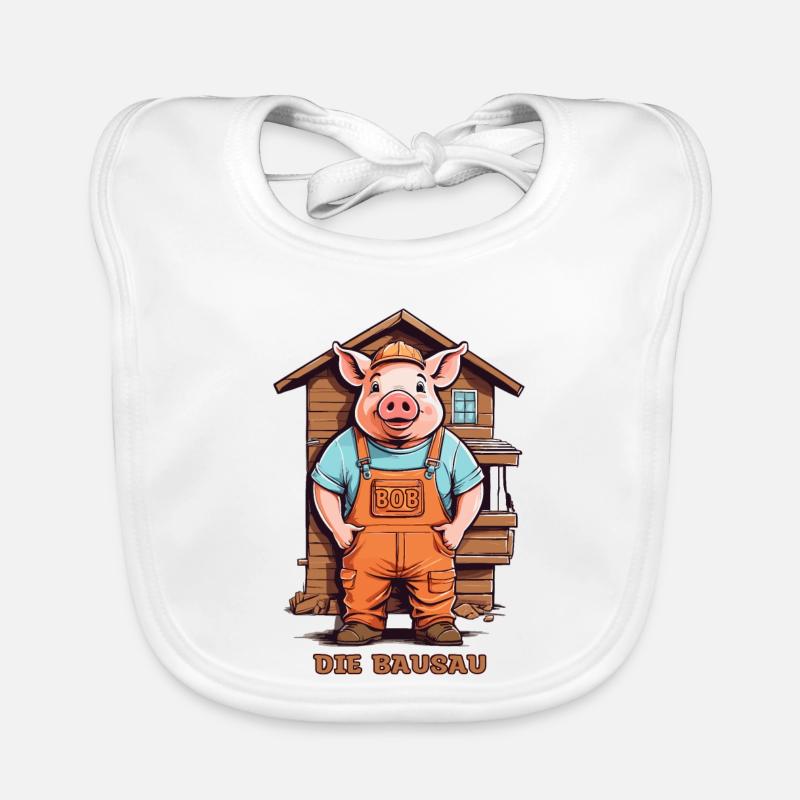 Bob the Construction Sow, Craftsman Pig Organic Baby Bibs