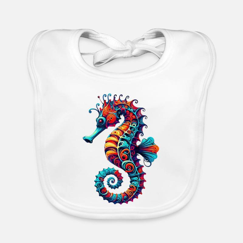 Hippocampe - Bavoir bio Bébé - blanc