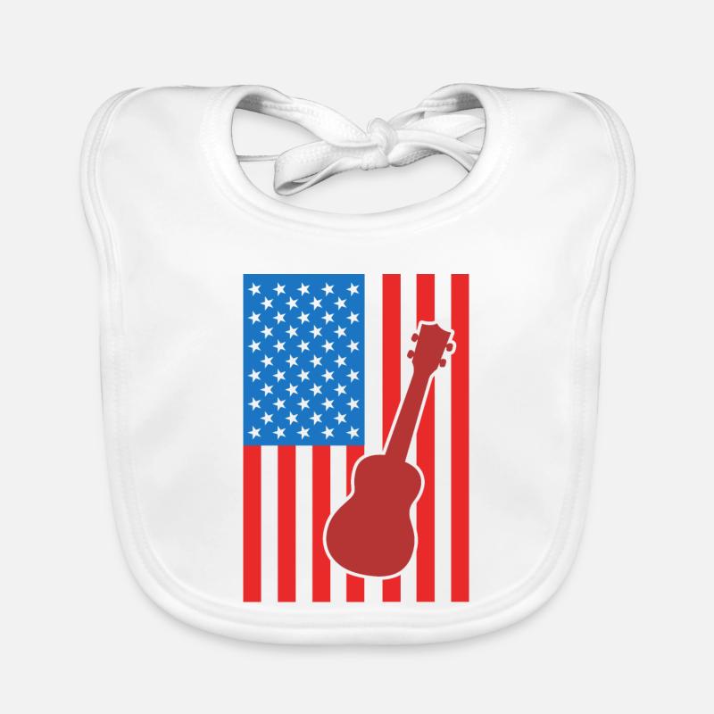 Ukulélé Drapeau des États-Unis Bavoir bio Bébé
