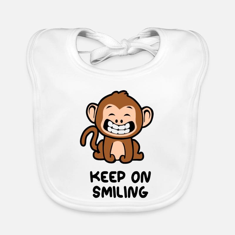 Keep on smiling singe - Bavoir bio Bébé - blanc