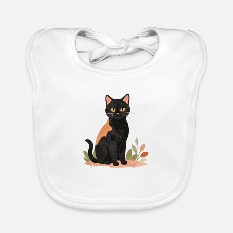 Chat noir et brun Bavoir bio Bébé
