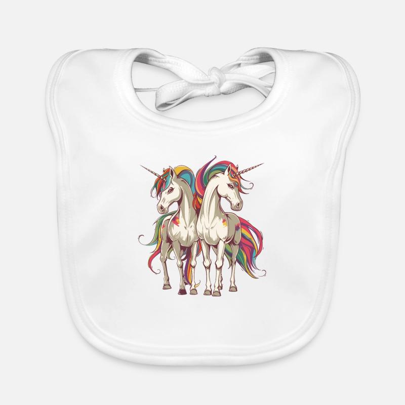 Buntes Einhorn-Duo Baby Bio-Lätzchen