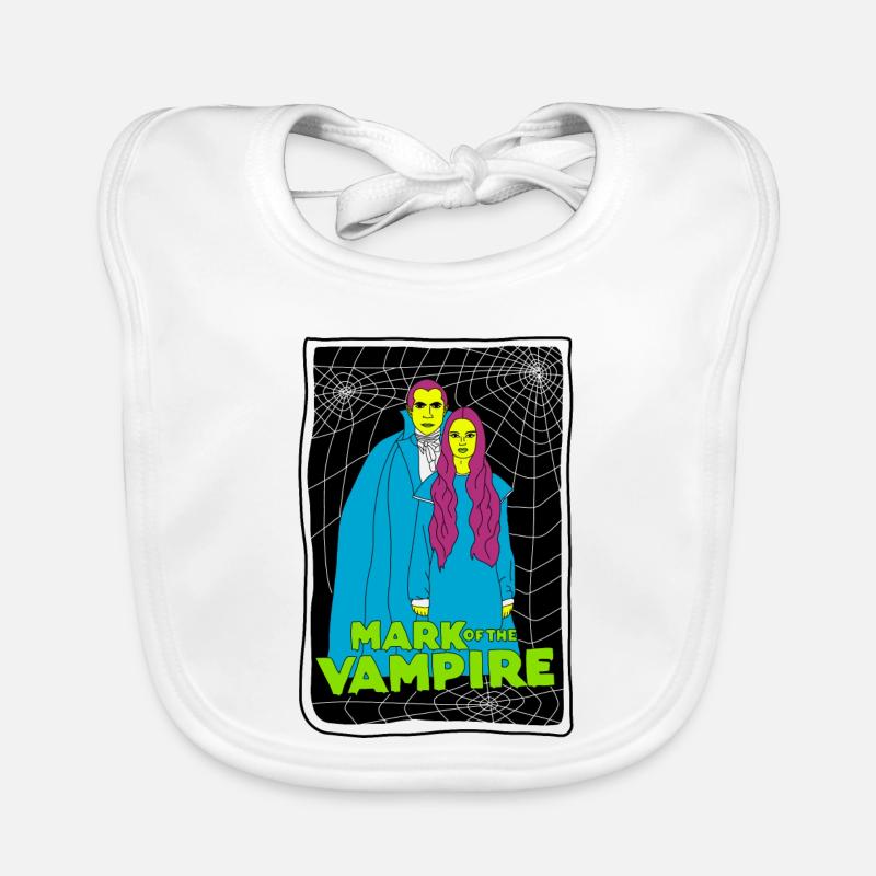 Vampire Duo with Spiderweb Background Organic Baby Bibs