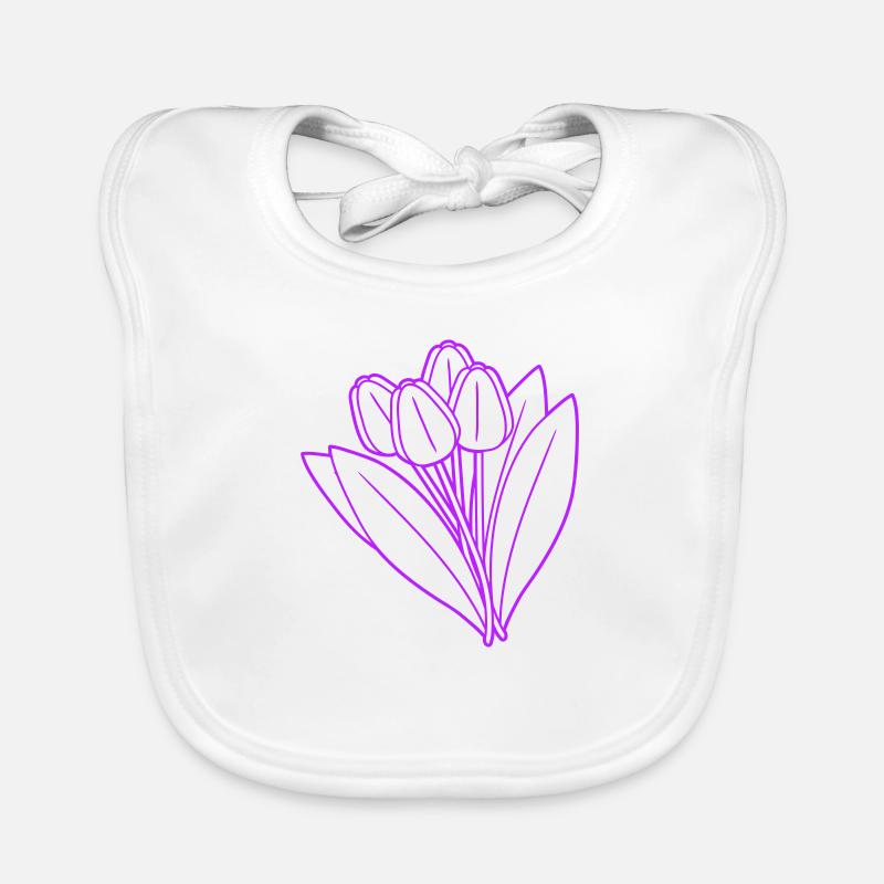 Pink Tulips Bouquet Spring Summer Flowers Organic Baby Bibs