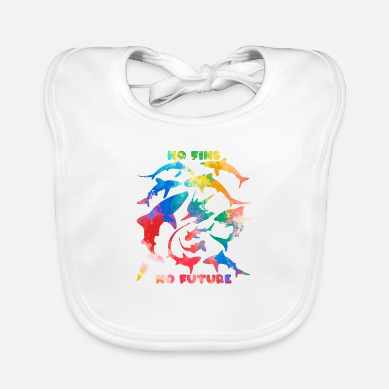 Pas d’ailerons, pas de futures couleurs de l’arc-en-ciel - Bavoir bio Bébé - blanc