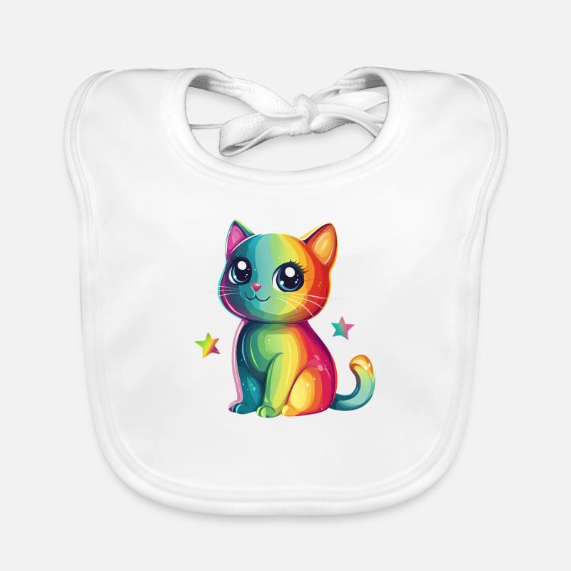 Chat arc-en-ciel mignon Bavoir bio Bébé