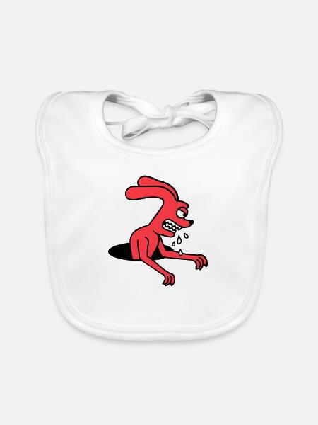 Hase Loch Monster Böse gefräßig Halloween Sabber - Baby Bio-Lätzchen - Weiß - Vorne