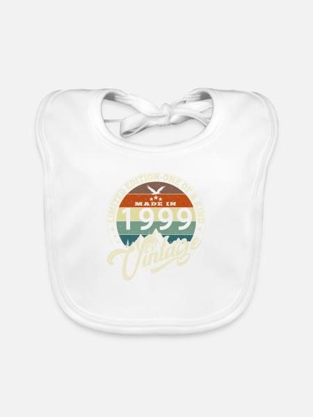 Vintage 1999 Best of 1999 - 26 Year Old Birthday - Organic Baby Bibs - white - Front