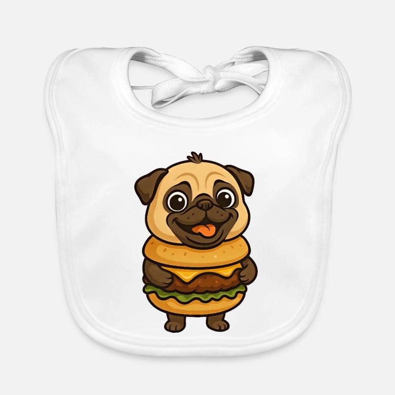 Lustiger Mops mit Hamburger Cheeseburger Fabeltier Baby Bio-Lätzchen