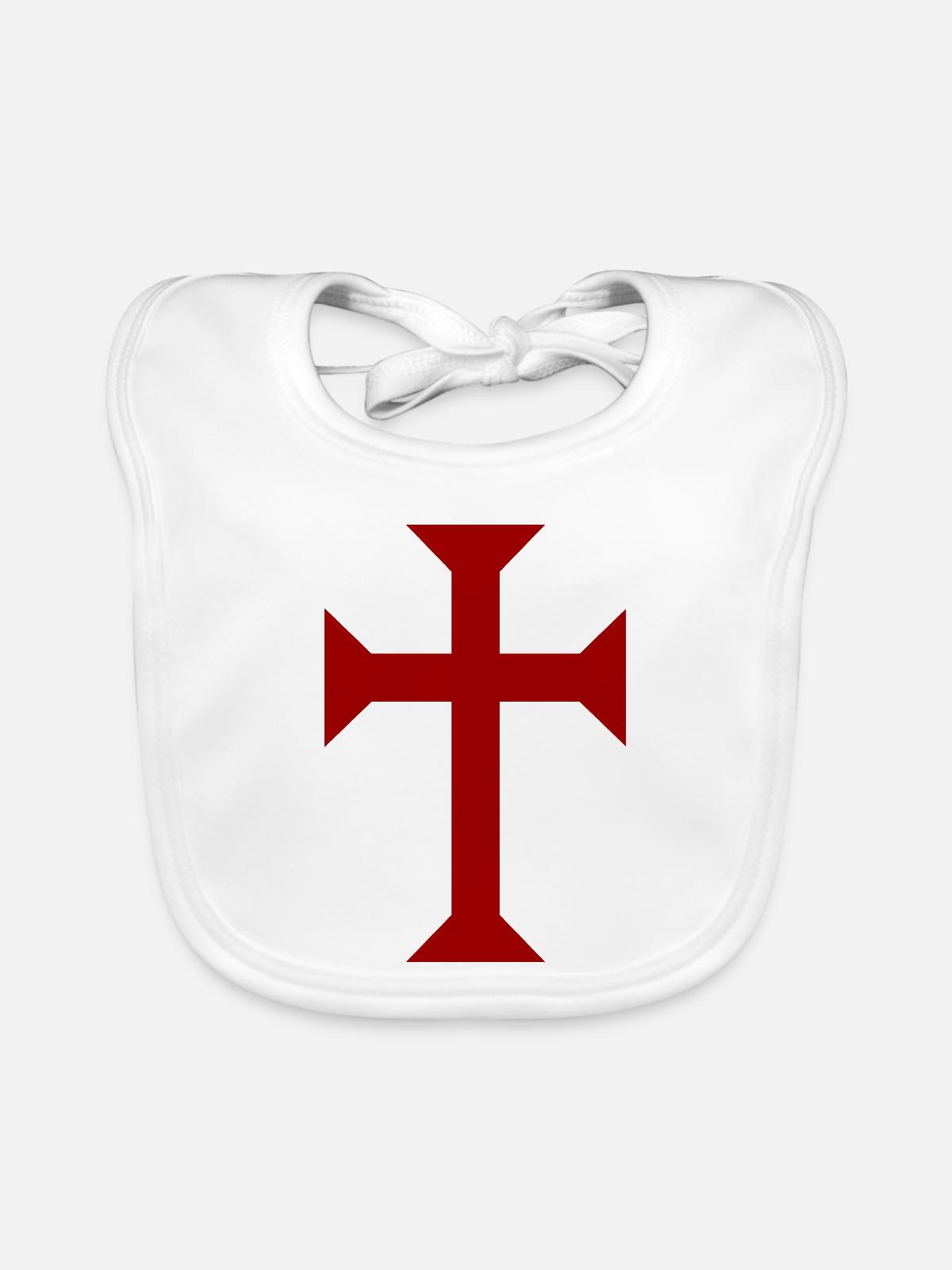 Rotes Templerkreuz - Baby Bio-Lätzchen - Weiß - Vorne