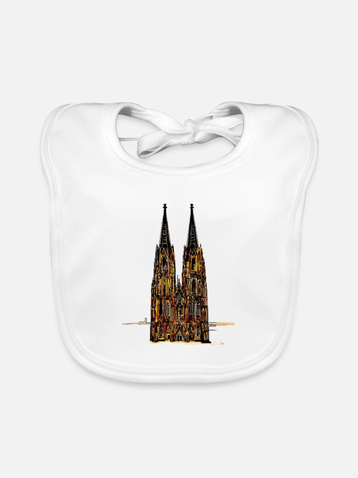 Kölner Dom - Baby Bio-Lätzchen - Weiß - Vorne