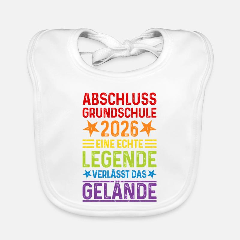 Grundschule Abschluss 2026 - Baby Bio-Lätzchen - Weiß