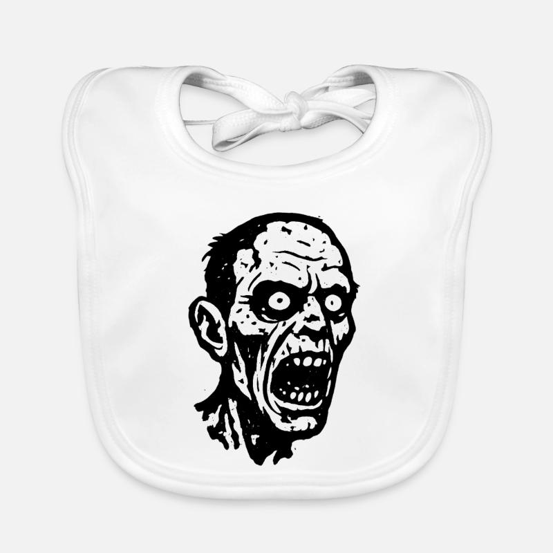 Screaming Zombie Head Print Halloween Organic Baby Bibs