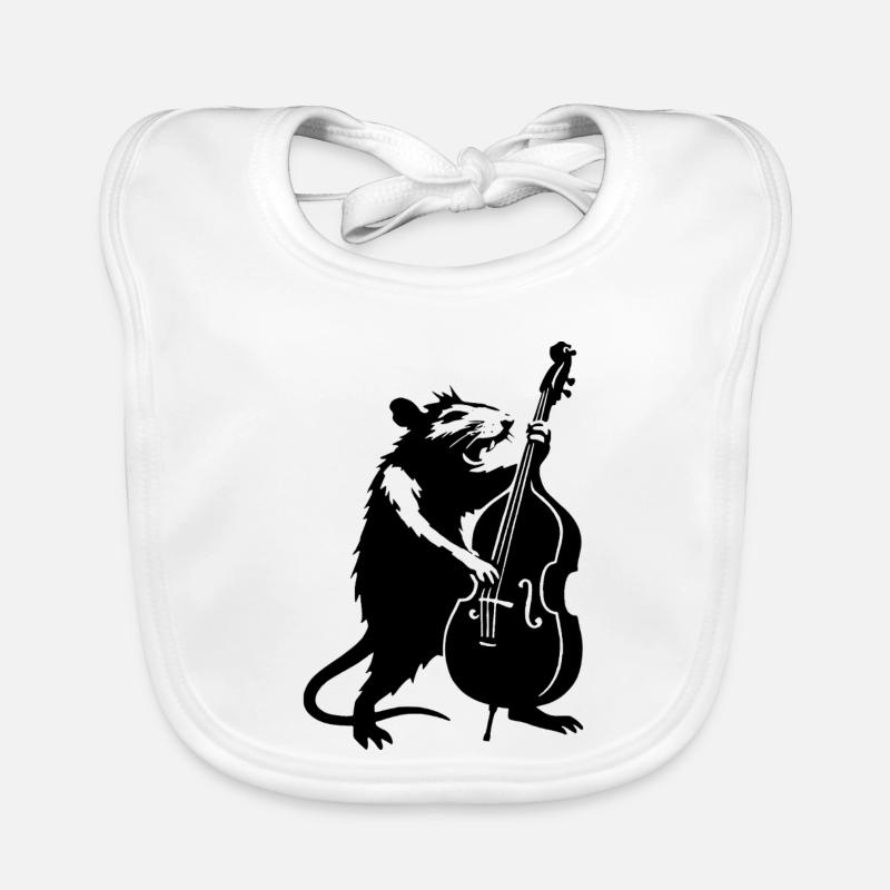 Bär mit Cello Monochrom Baby Bio-Lätzchen